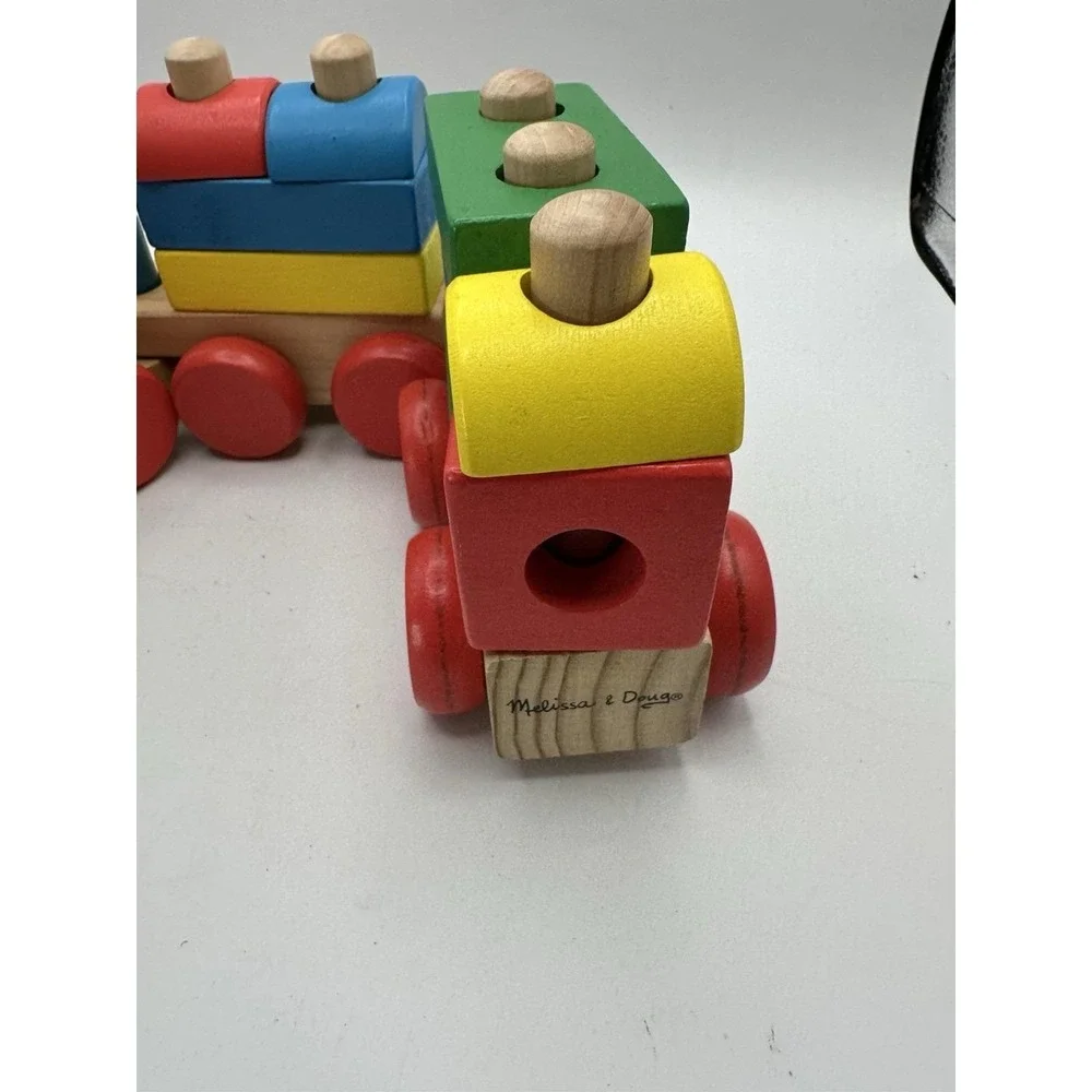 Melissa and Doug Wood Train - 18 Colorful Pieces  - Stacking Toy